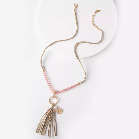 New Plunder "Maia" Blush Pink Tassel Necklace (28"-31") - Picture 2 of 4